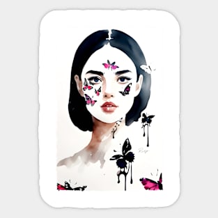 Girl with butterflies #03 Sticker